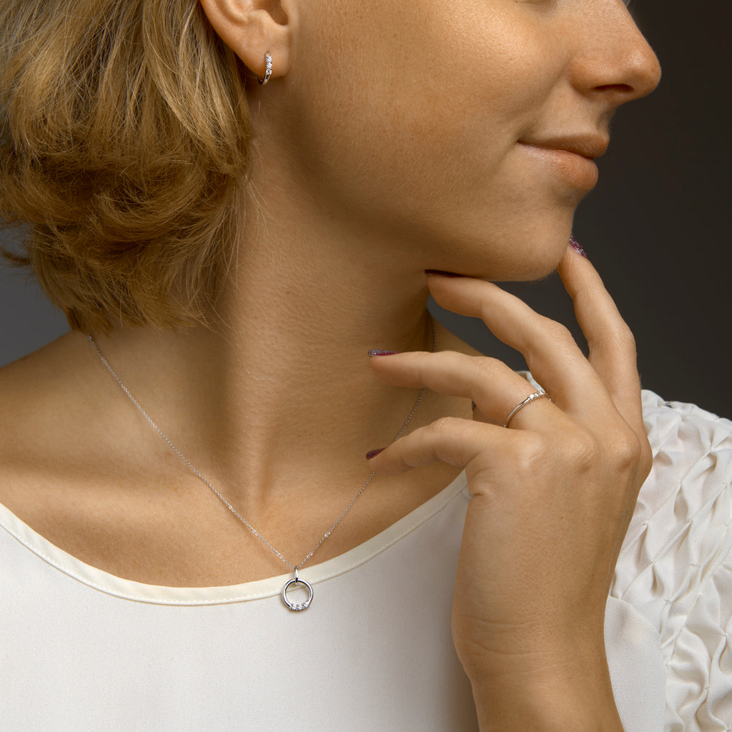 Hanger diamant 0.09ct h si 14k witgoud