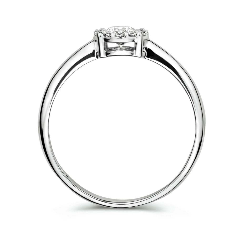 Ring zirkonia halo 14k witgoud