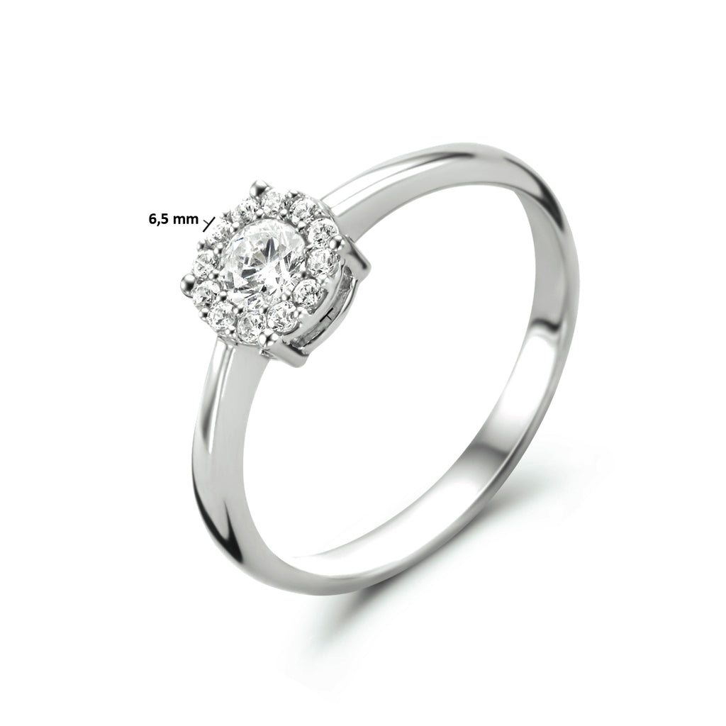 Ring zirkonia halo 14k witgoud