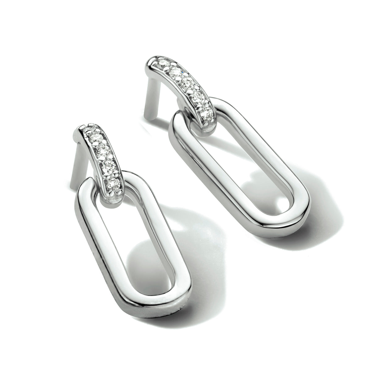 Oorhangers diamant 0.03ct (2x 0.015ct) h si 14k witgoud