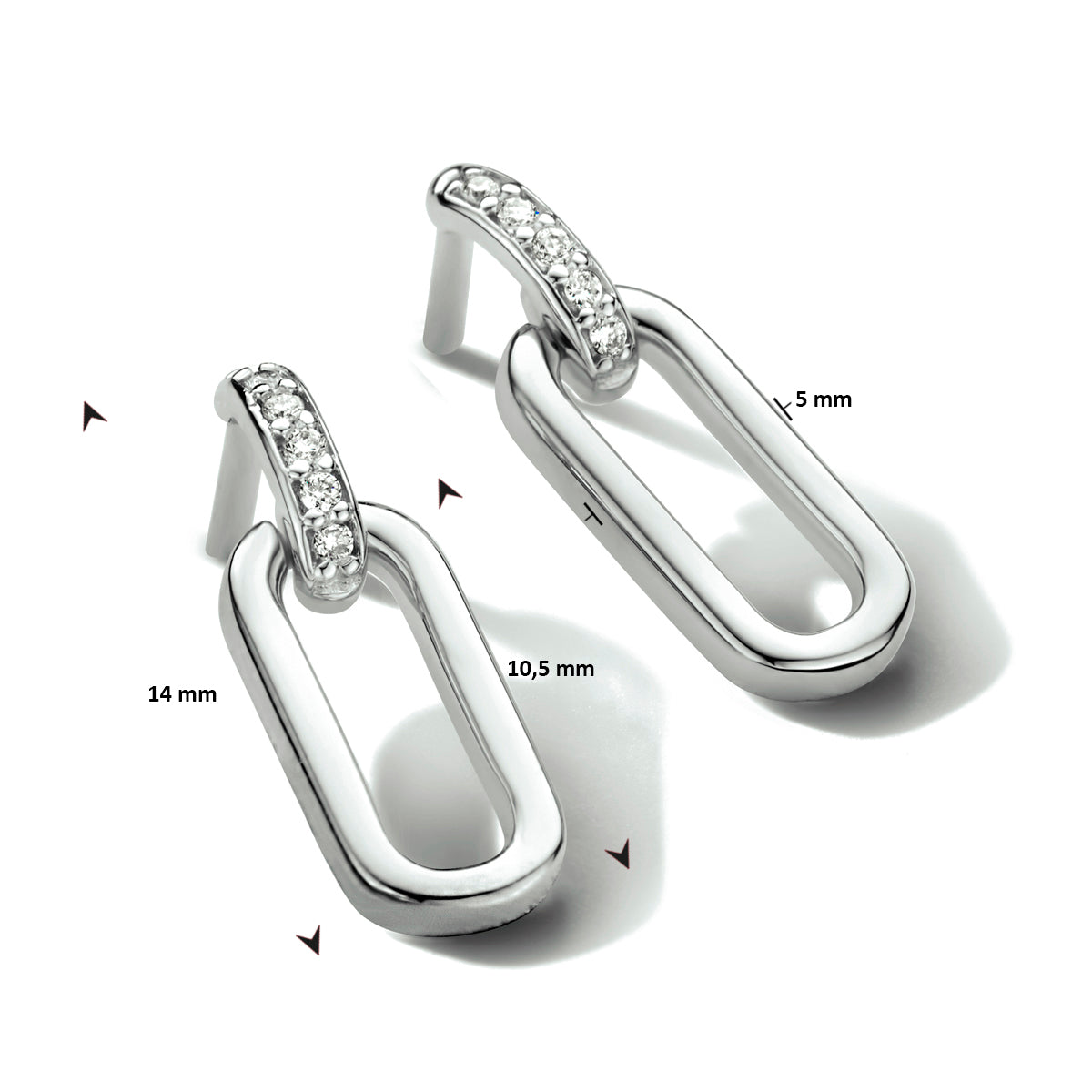 Oorhangers diamant 0.03ct (2x 0.015ct) h si 14k witgoud