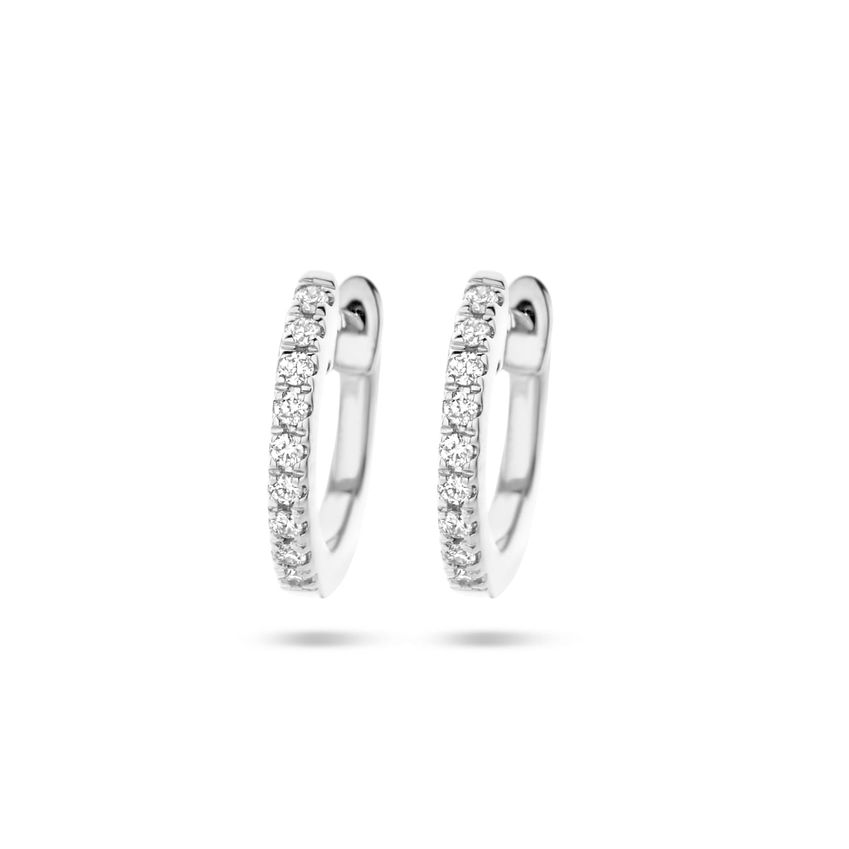 Klapoorringen diamant 0.06ct (2x 0.03ct) h si 14k witgoud