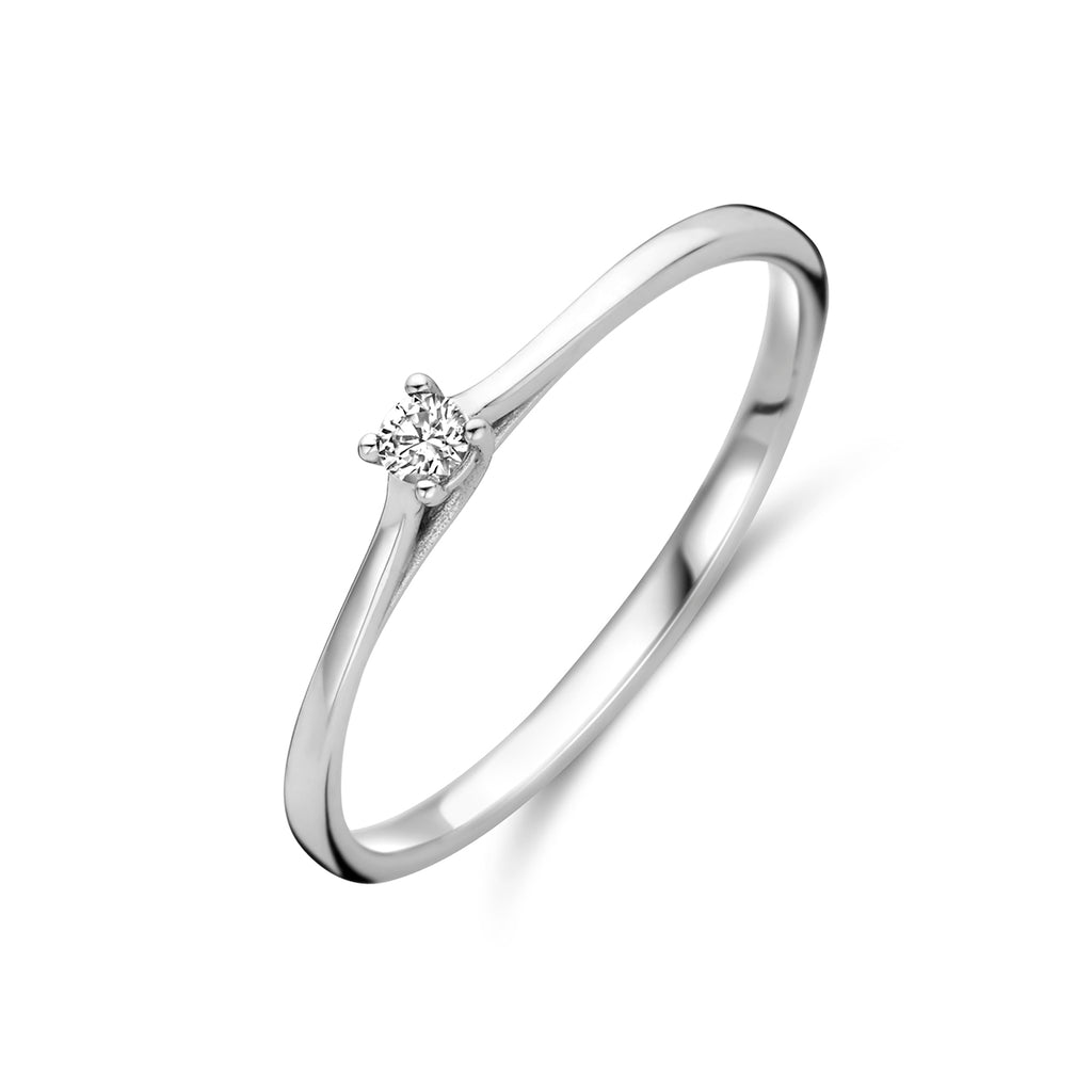 Aanzoeksring diamant 0.05ct h si 14k witgoud