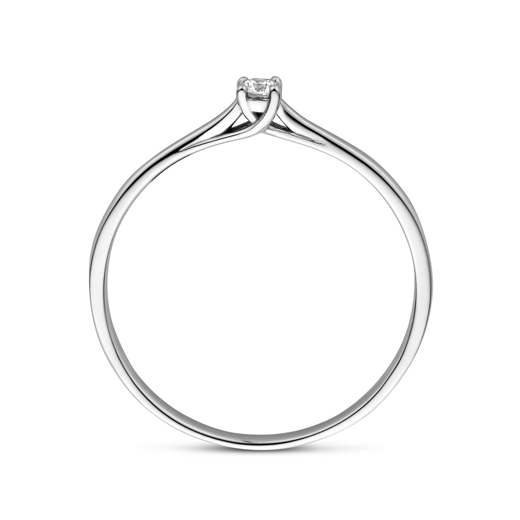 Aanzoeksring diamant 0.05ct h si 14k witgoud