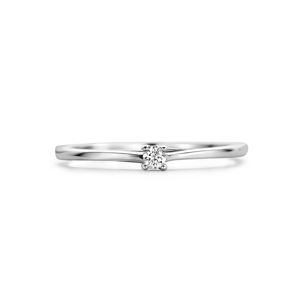 Aanzoeksring diamant 0.05ct h si 14k witgoud