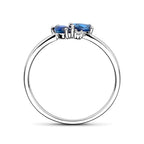 Ring saffier en diamant 0.02ct h p1 14k witgoud