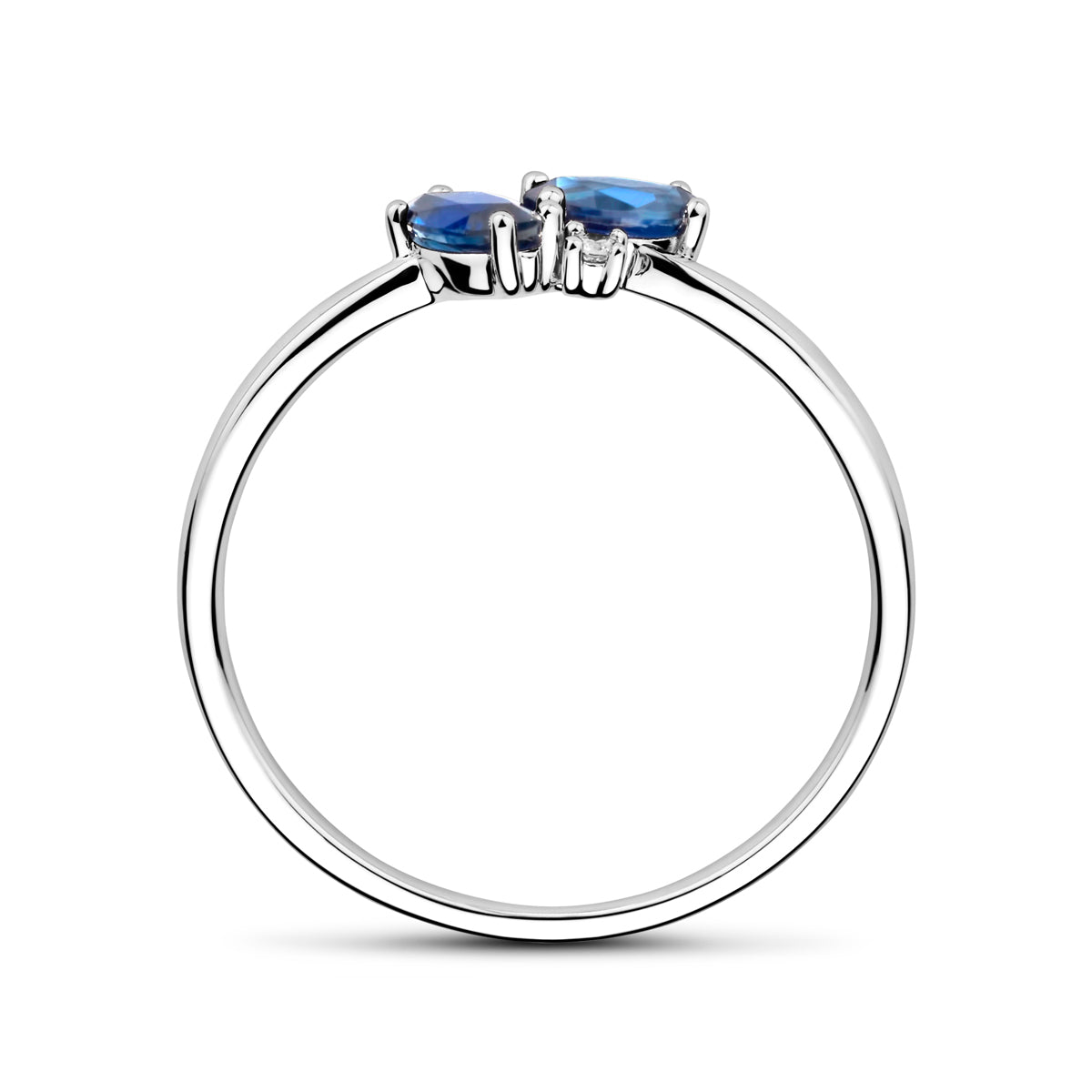 Ring saffier en diamant 0.02ct h p1 14k witgoud