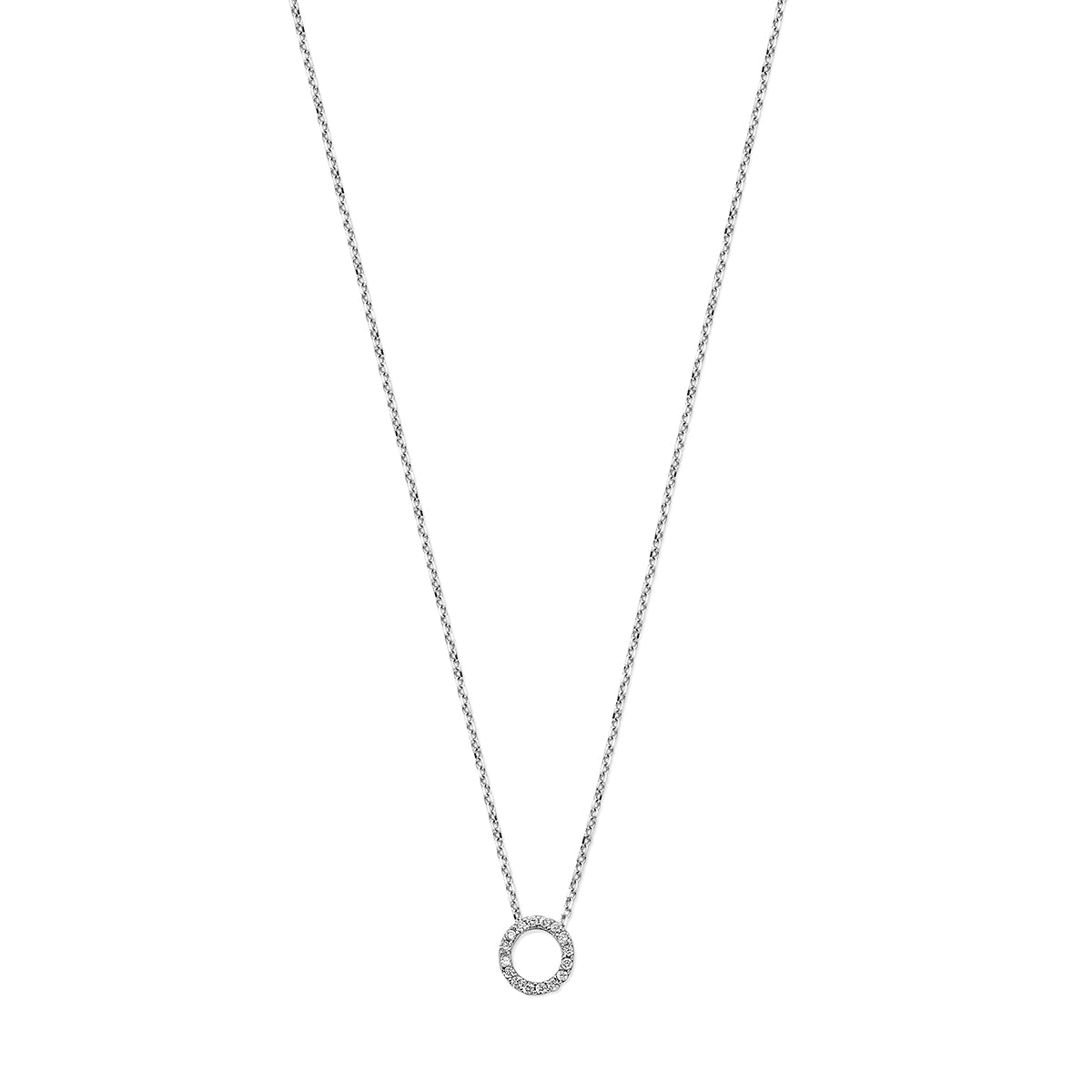 Collier cirkel diamant 0.08ct h si 42 - 45 cm 14k witgoud