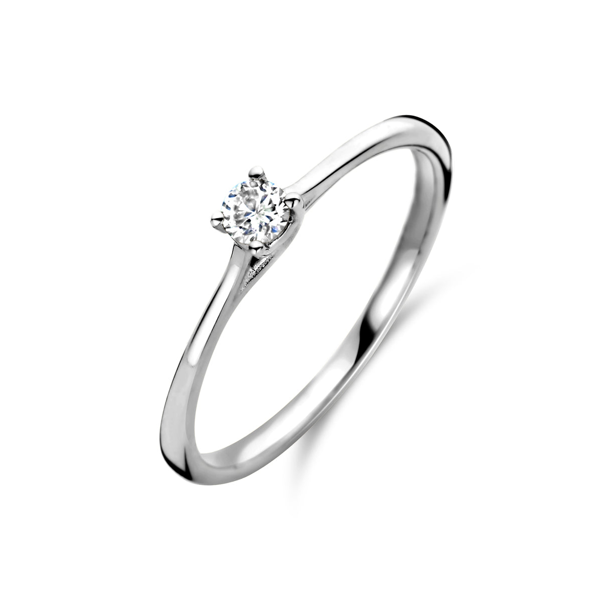 Aanzoeksring diamant 0.10ct h si 14k witgoud