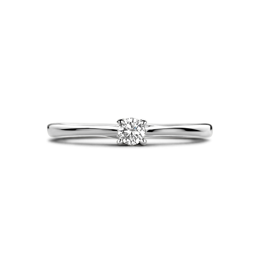 Aanzoeksring diamant 0.10ct h si 14k witgoud