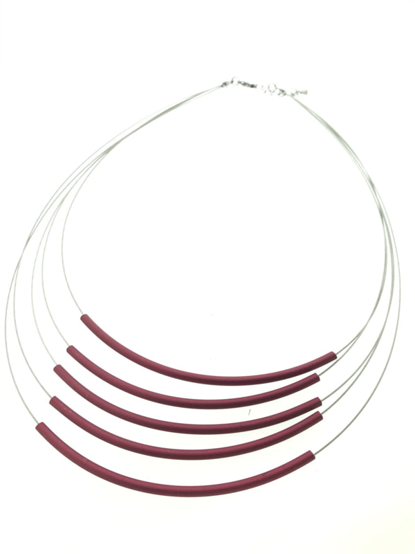 Handgemaakt collier 5 strengen zwart