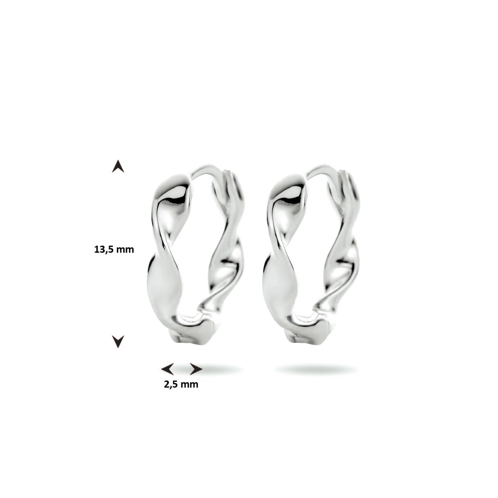 klapoorringen gedraaid zilver gerhodineerd