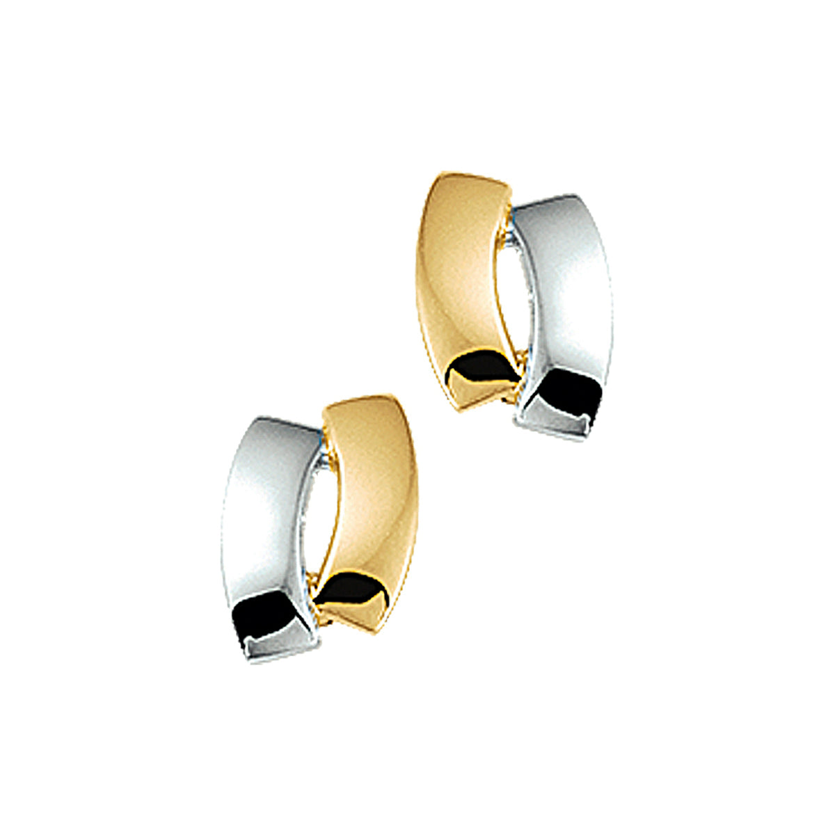 Oorknoppen 14k bicolor goud geel/wit