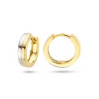 Klapoorringen 3,0 mm vlak 14k bicolor goud geel/wit