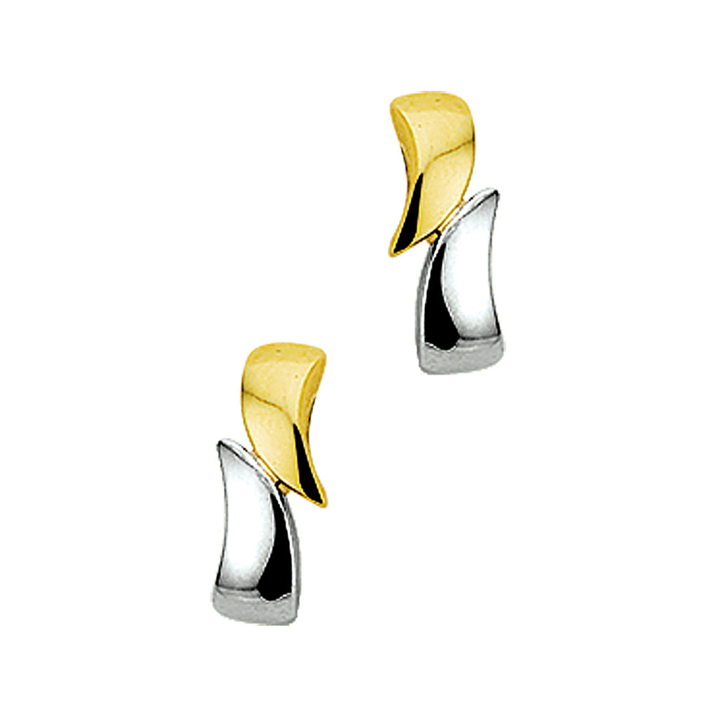 Oorknoppen 14k bicolor goud geel/wit