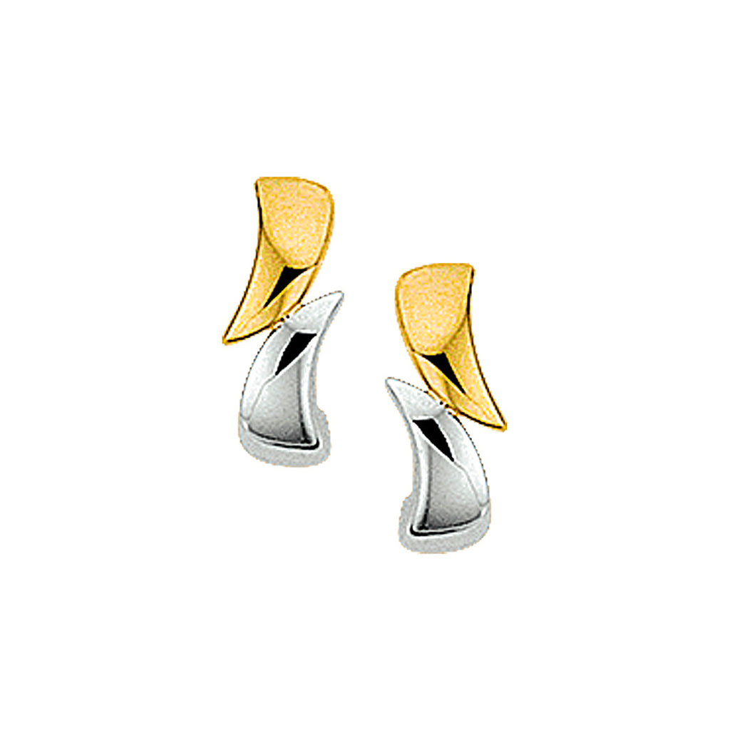 Oorknoppen 14k bicolor goud geel/wit