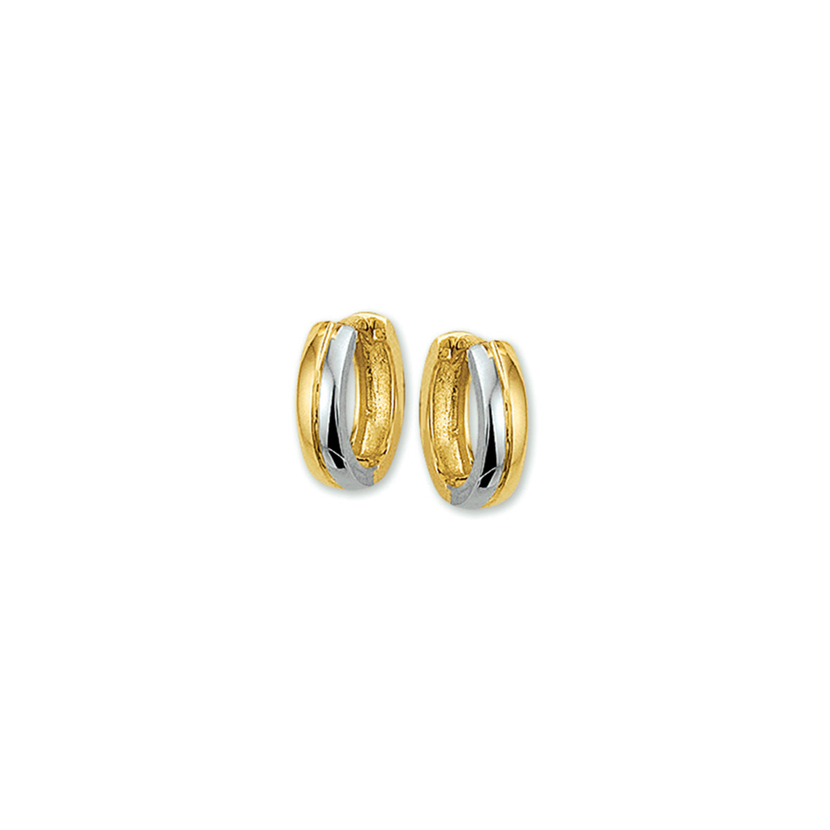 Klapoorringen 3,5 mm bol 14k bicolor goud geel/wit