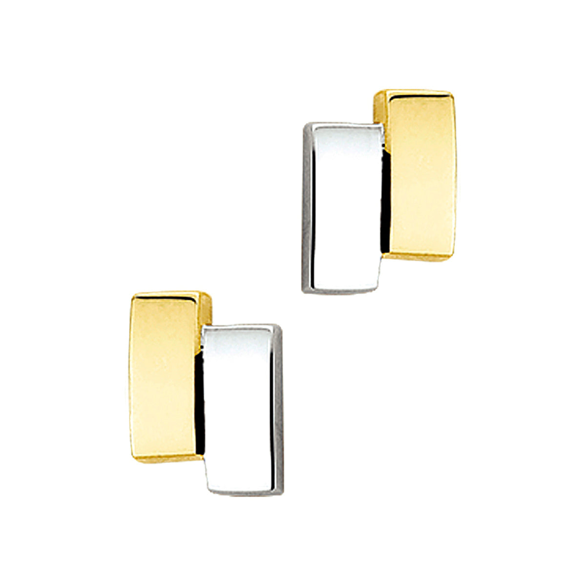 Oorknoppen 14k bicolor goud geel/wit