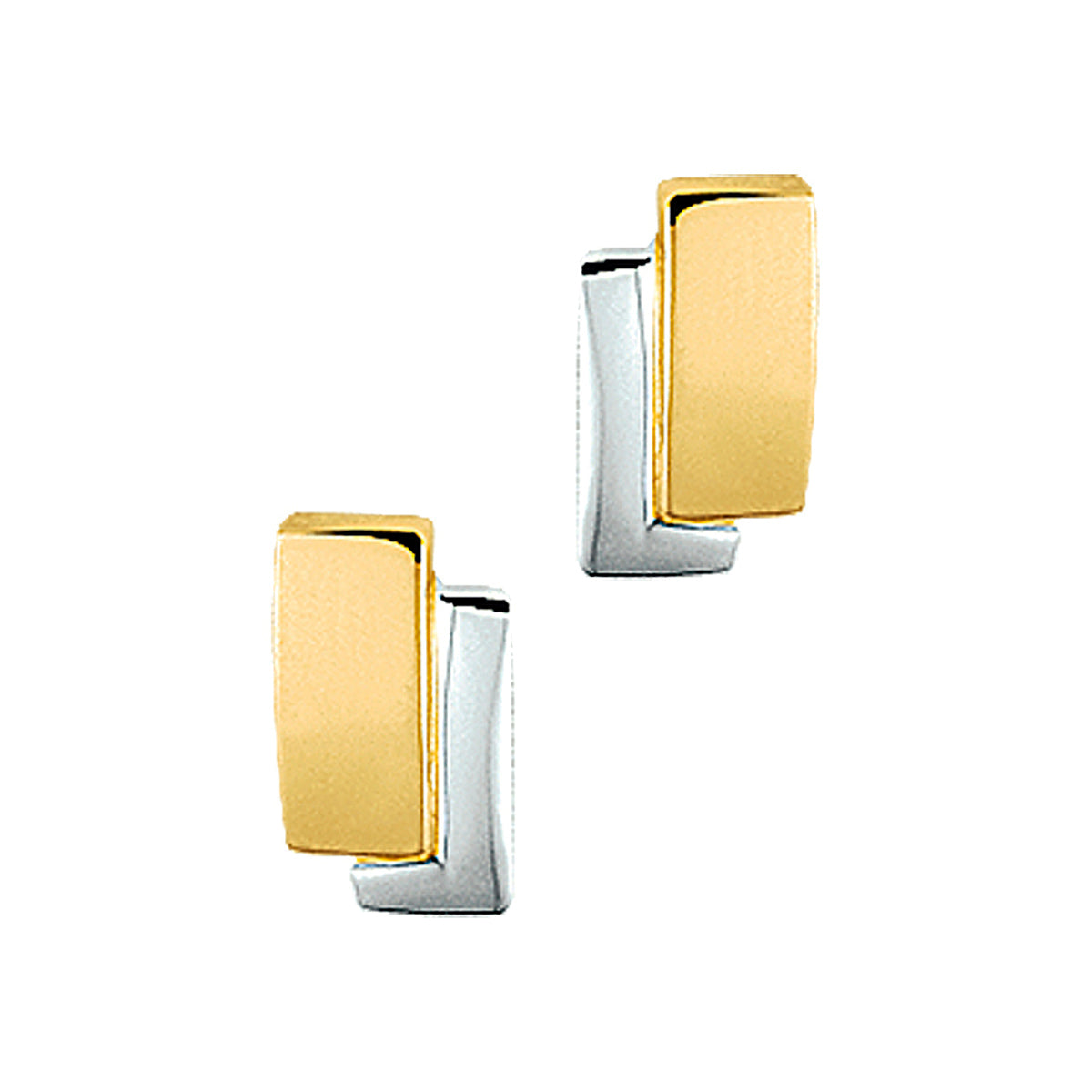 Oorknoppen 14k bicolor goud geel/wit