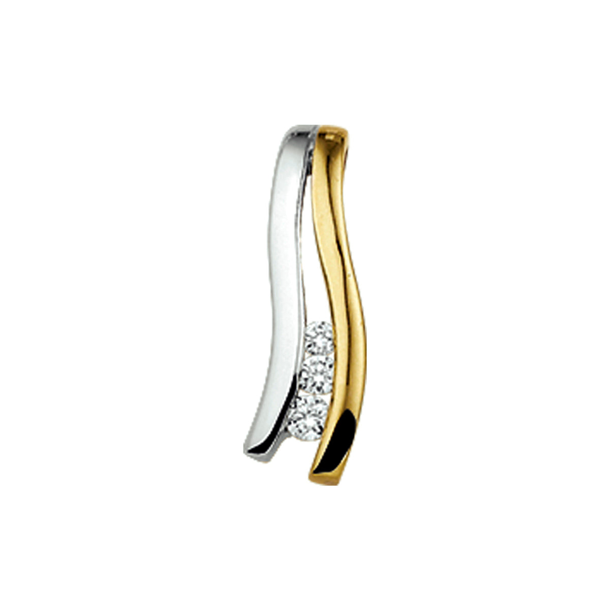 Hanger diamant 0.06ct h p1 14k bicolor goud geel/wit