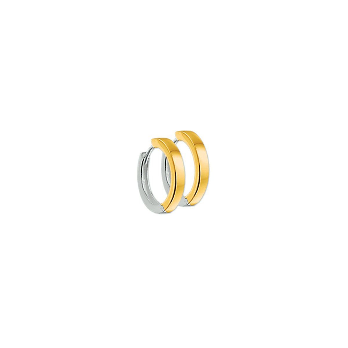 Klapoorringen 2,0 mm vlak 14k bicolor goud geel/wit