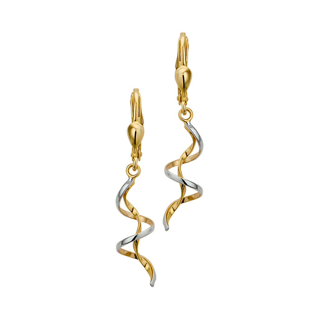 Oorhangers brisur haak 14k bicolor goud geel/wit