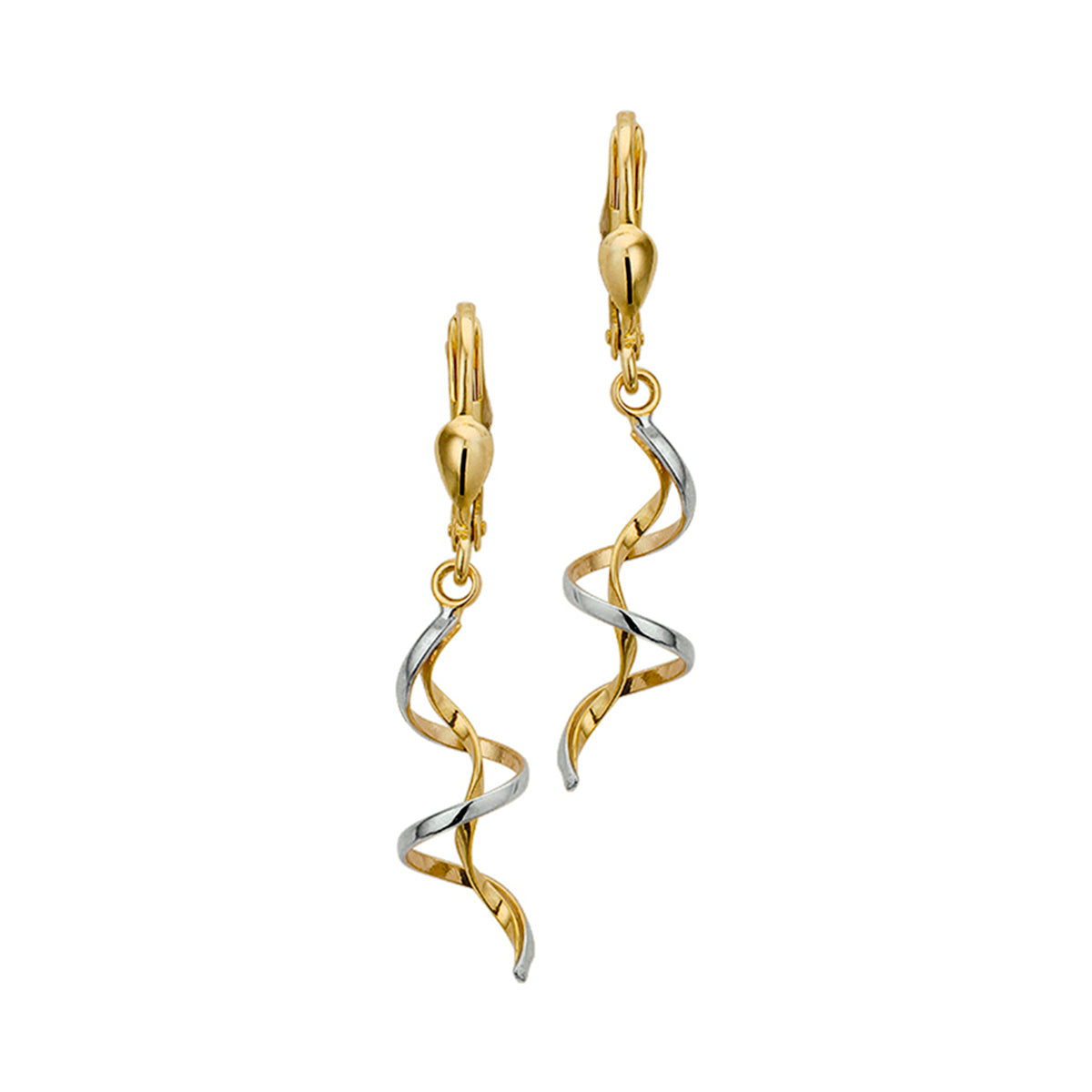 Oorhangers brisur haak 14k bicolor goud geel/wit