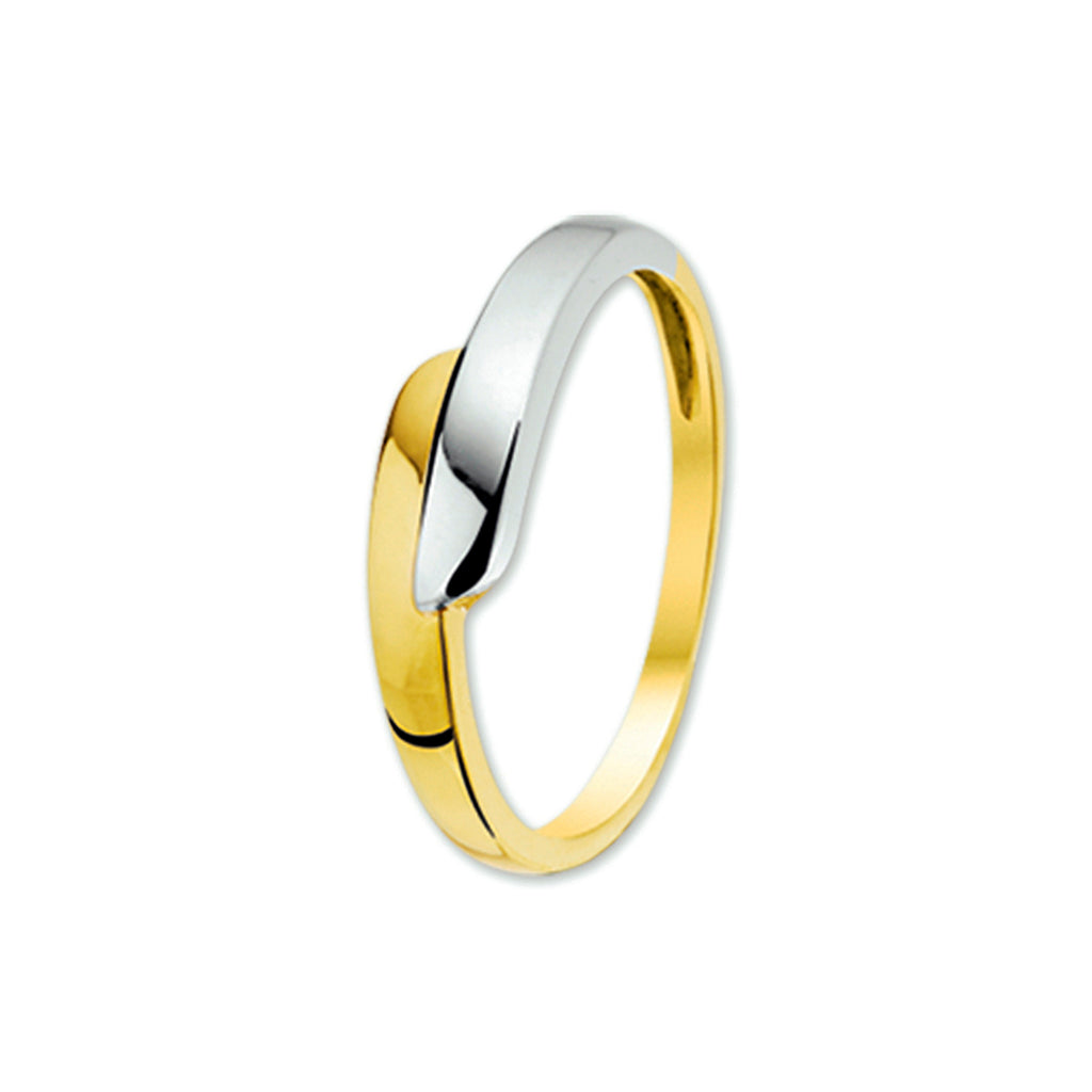 Ring 14k bicolor goud geel/wit