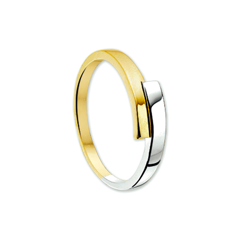Ring 14k bicolor goud geel/wit
