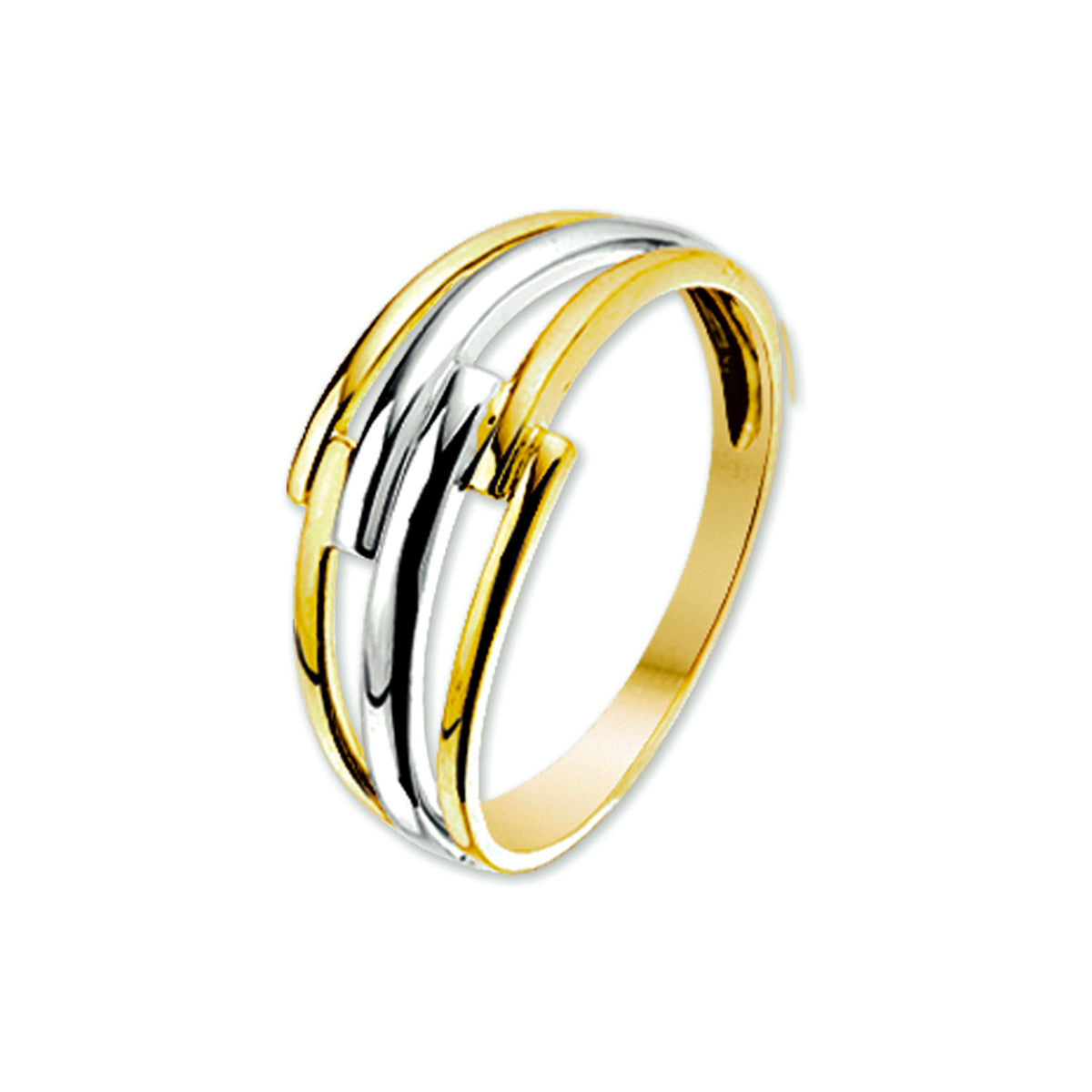 Ring 14k bicolor goud geel/wit