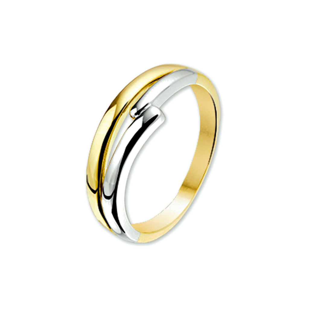 Ring 14k bicolor goud geel/wit