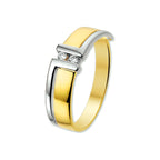 Ring zirkonia 14k bicolor goud geel/wit