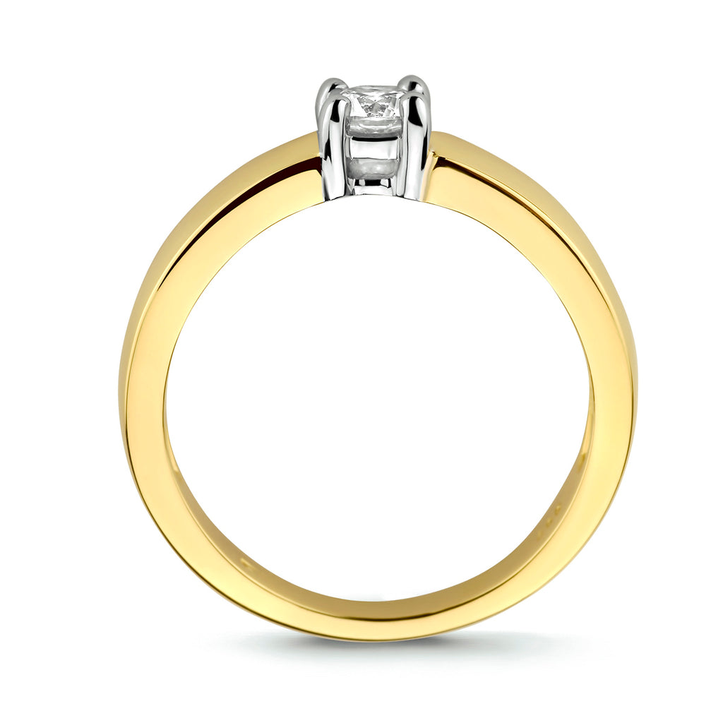 Ring zirkonia 14k bicolor goud geel/wit