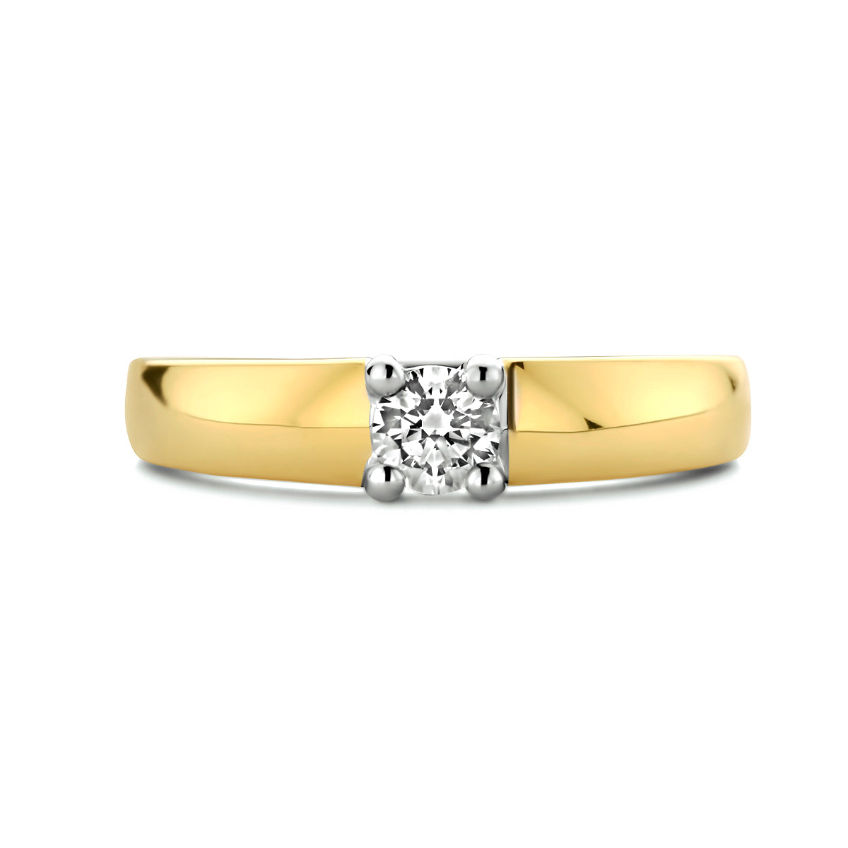 Ring zirkonia 14k bicolor goud geel/wit