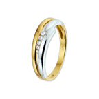 Ring zirkonia 14k bicolor goud geel/wit