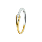 Ring zirkonia 14k bicolor goud geel/wit