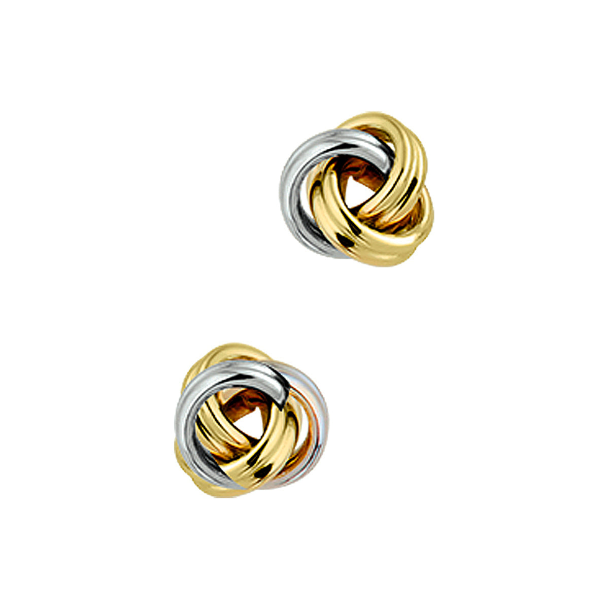 Oorknoppen knoop 14k bicolor goud geel/wit