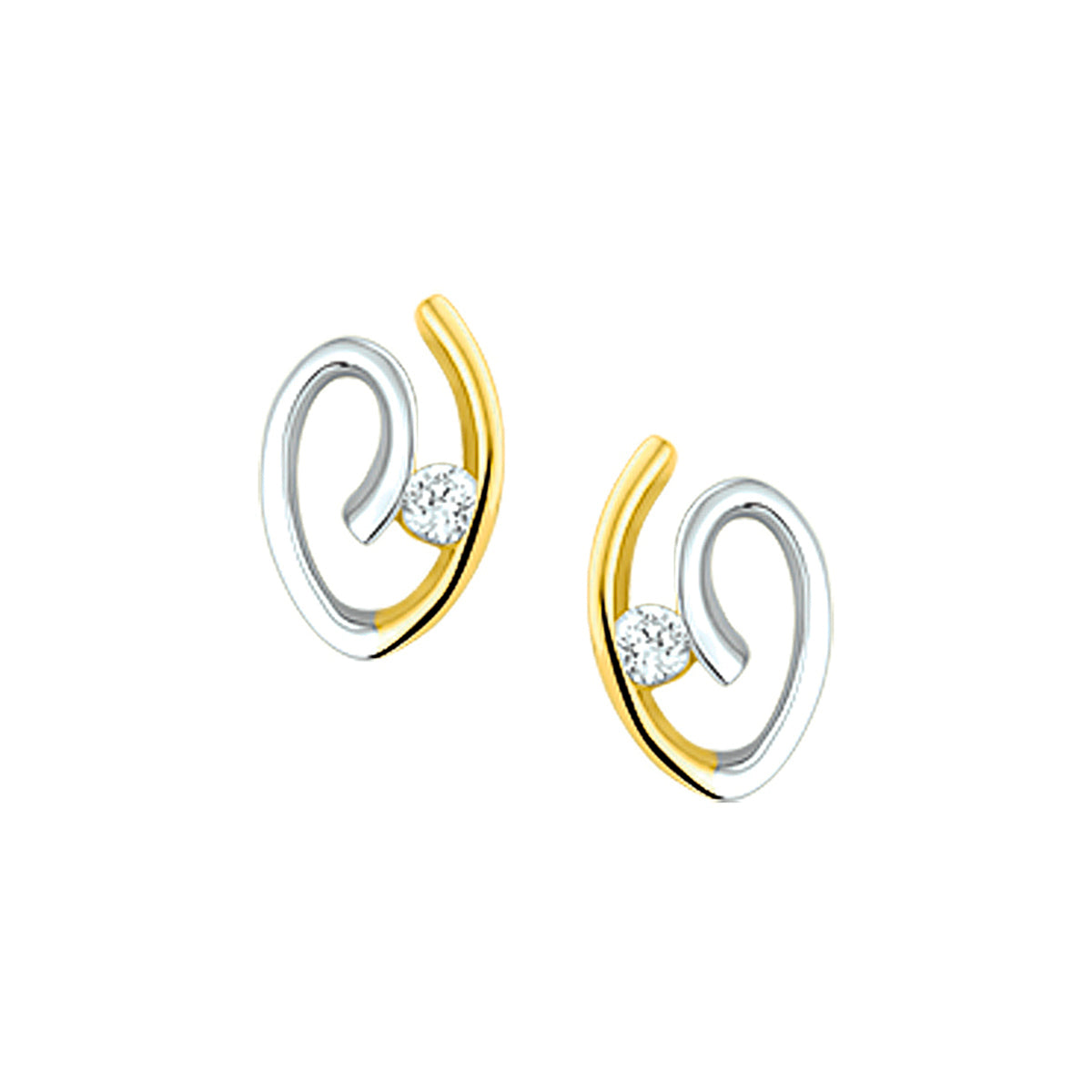 Oorknoppen zirkonia 14k bicolor goud geel/wit
