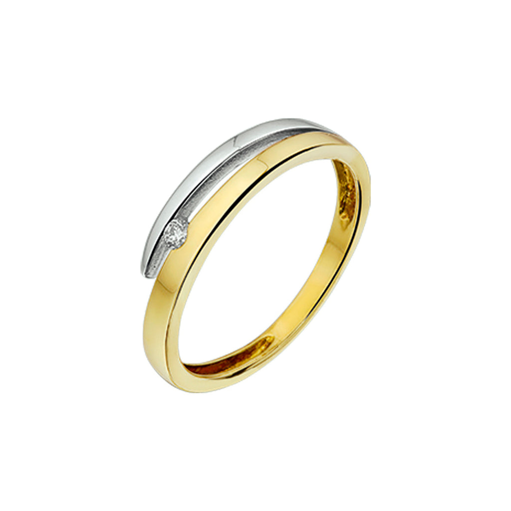 Ring diamant 0.035ct h si 14k bicolor goud geel/wit