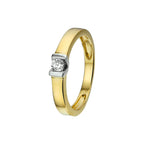 Ring zirkonia 14k bicolor goud geel/wit