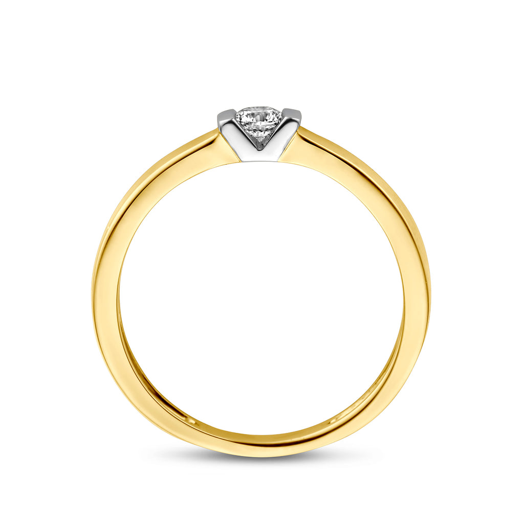 Ring zirkonia 14k bicolor goud geel/wit