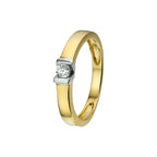 Ring zirkonia 14k bicolor goud geel/wit