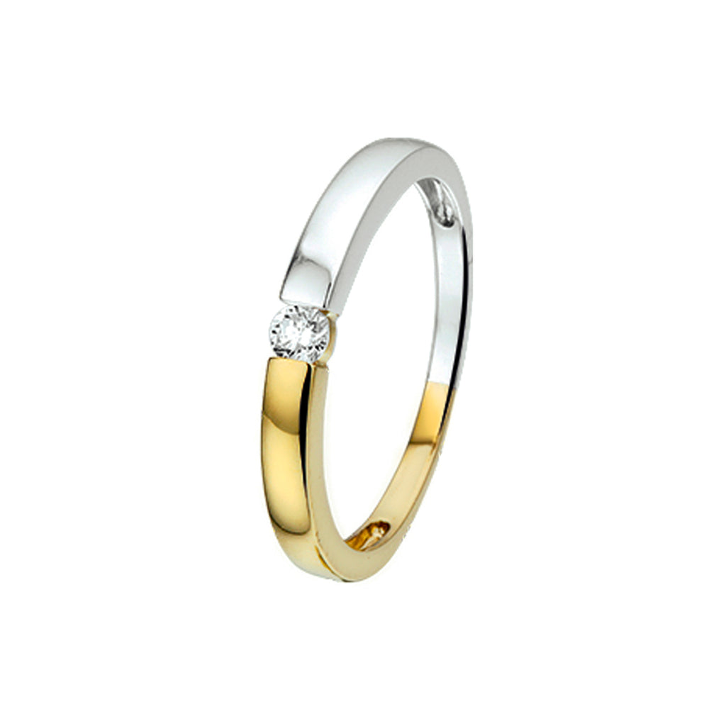 Ring diamant 0.09ct h p1 14k bicolor goud geel/wit
