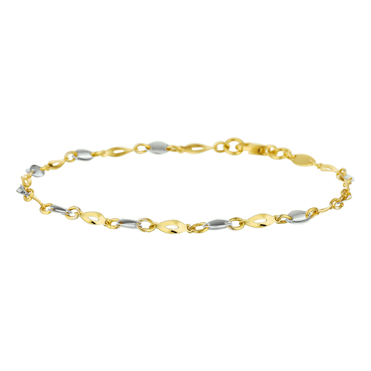 Armband 3,0 mm 19 cm 14k bicolor goud geel/wit