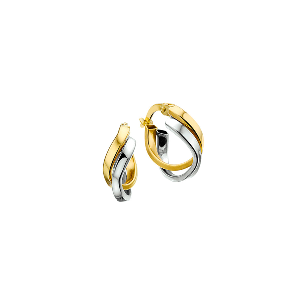 Oorringen 5,5 mm vlakke buis 14k bicolor goud geel/wit