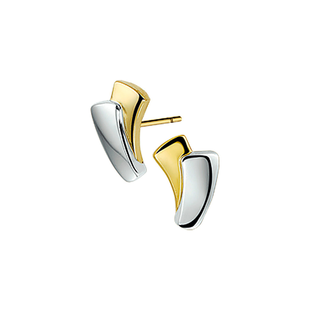 Oorknoppen 14k bicolor goud geel/wit