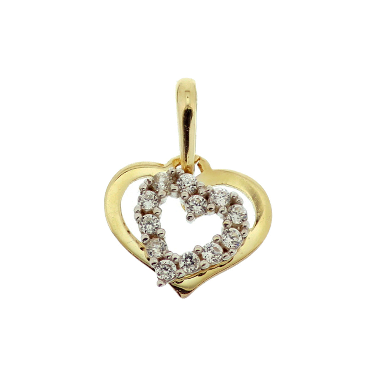 Hanger hart zirkonia 14k bicolor goud geel/wit