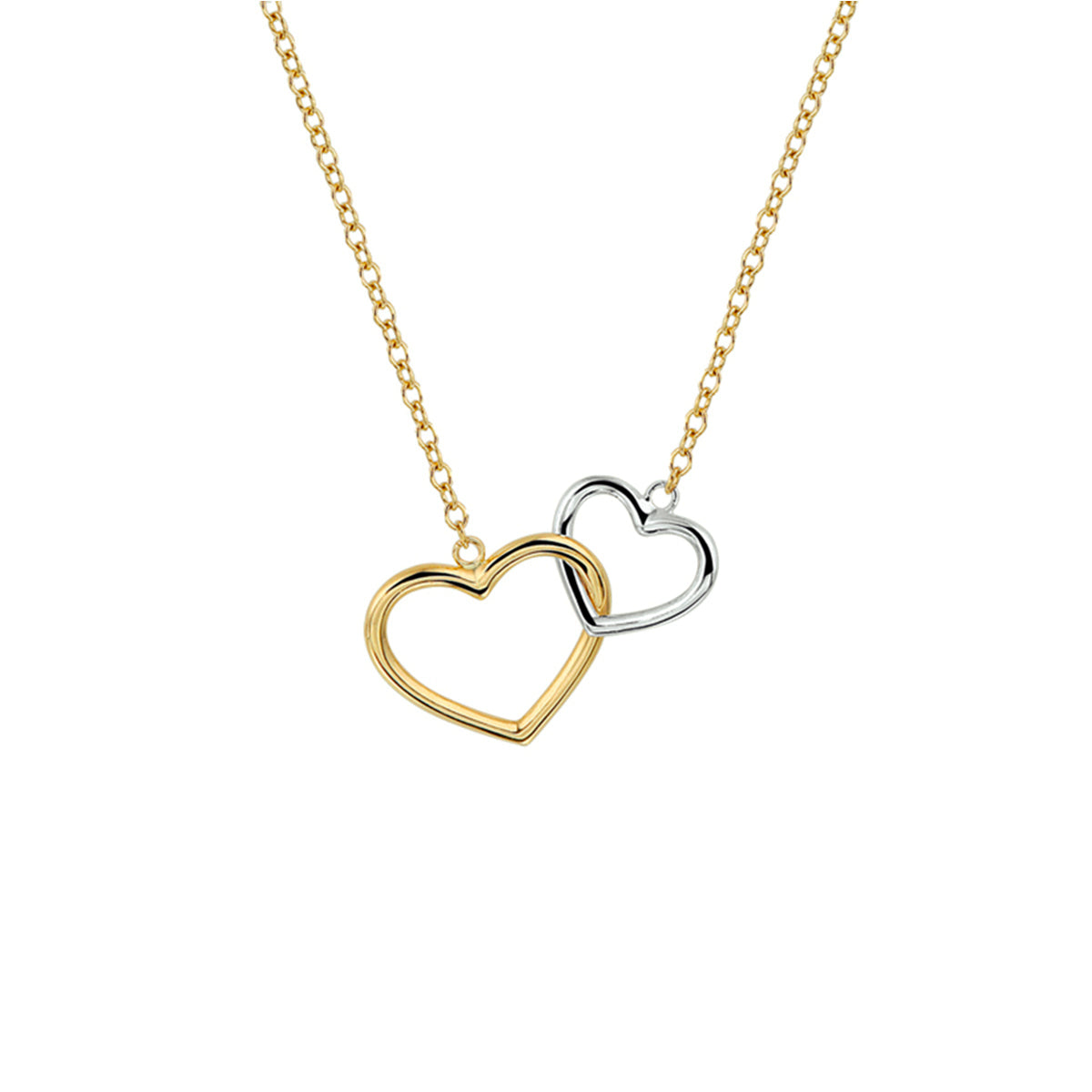 Collier hart 40 - 44 cm 14k bicolor goud geel/wit