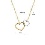 Collier hart 40 - 44 cm 14k bicolor goud geel/wit