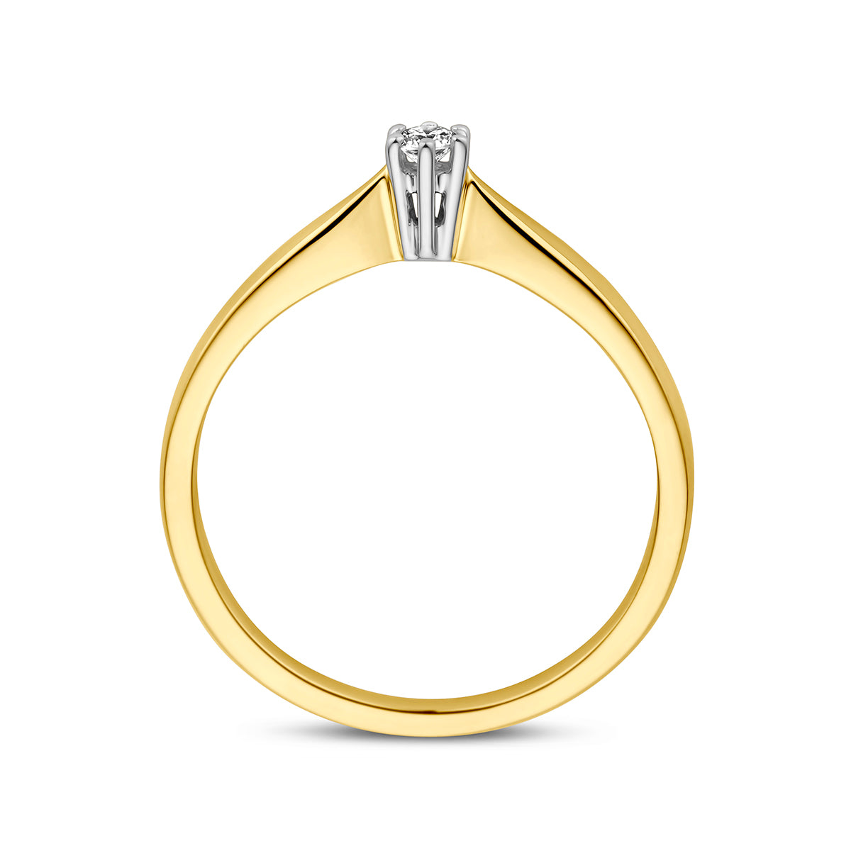 Ring diamant 0.05ct h si 14k bicolor goud geel/wit